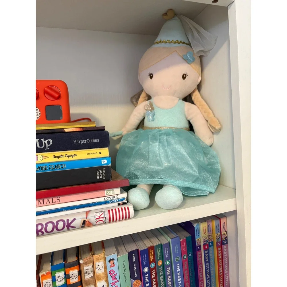 Douglas Cuddle Toy Fairy Doll Aqua Blue Tulle Dress Sparkly Wings Plush 15 inch